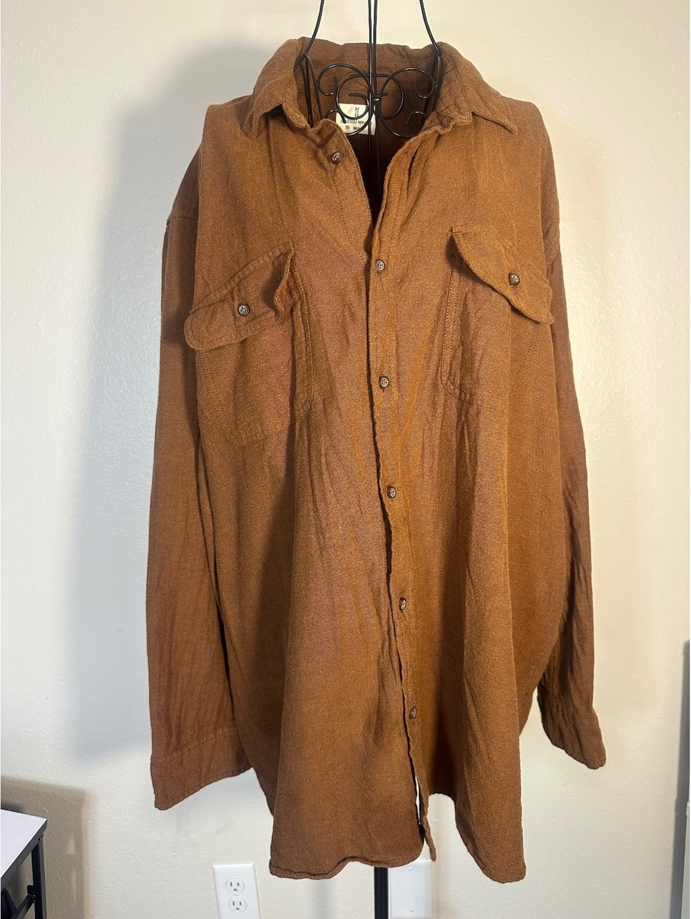 Brown Tan Button Up Mutual Weave Fall Colors